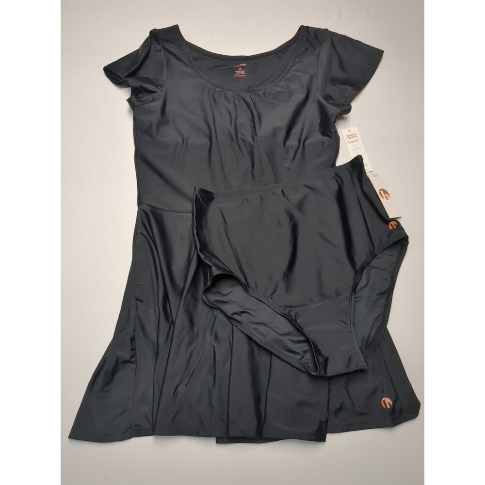 Honey Mark Pepper Black Swim Dress and High Waisted Bottoms Women's Size Medium